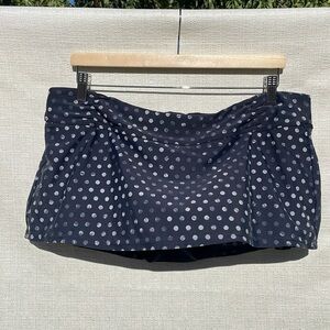 Athleta Dot Shirred Band Swim Skirt Black Dot Size XL